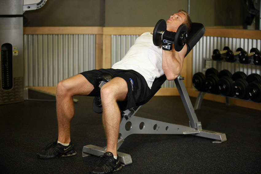 Alternate Incline Dumbbell Curl, start position