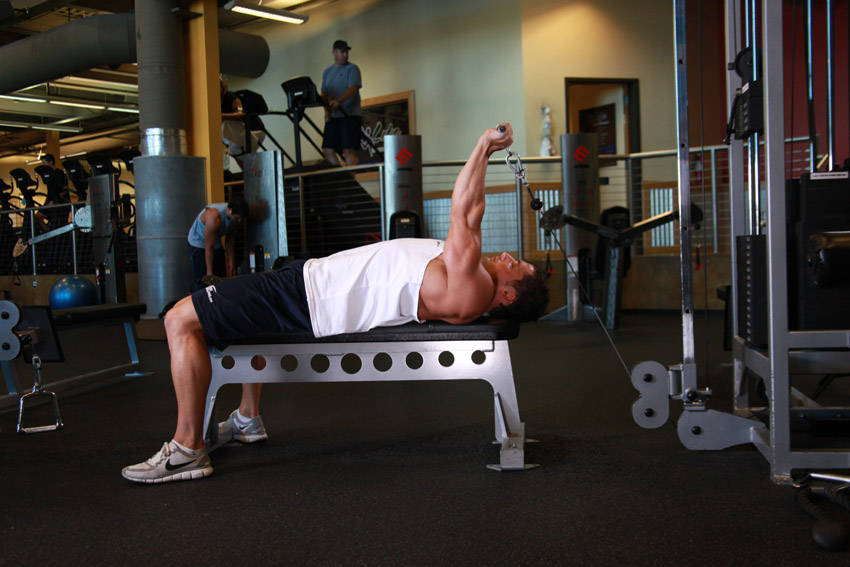 Cable Lying Triceps Extension, end position