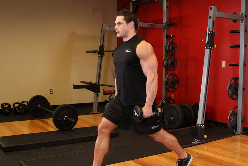 Dumbbell Lunges, start position