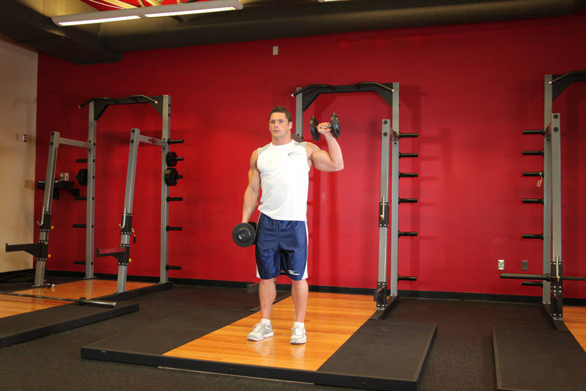 Dumbbell One-Arm Shoulder Press, start position
