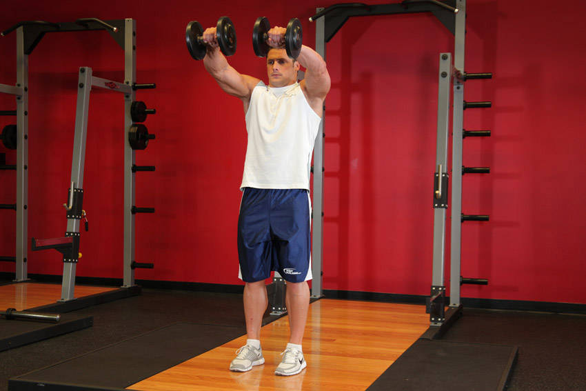 Front Two-Dumbbell Raise, end position
