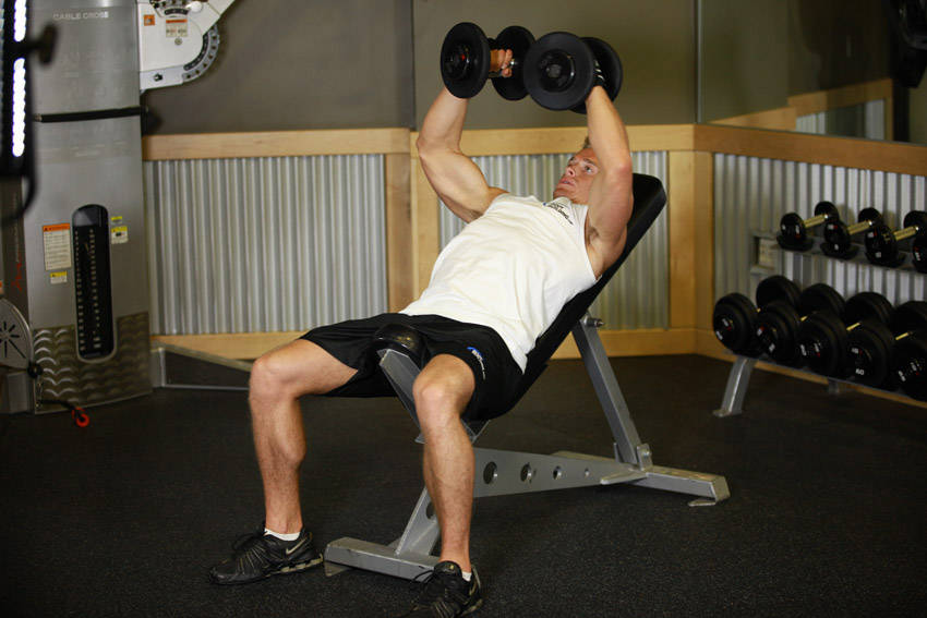 Incline Dumbbell Flyes, start position