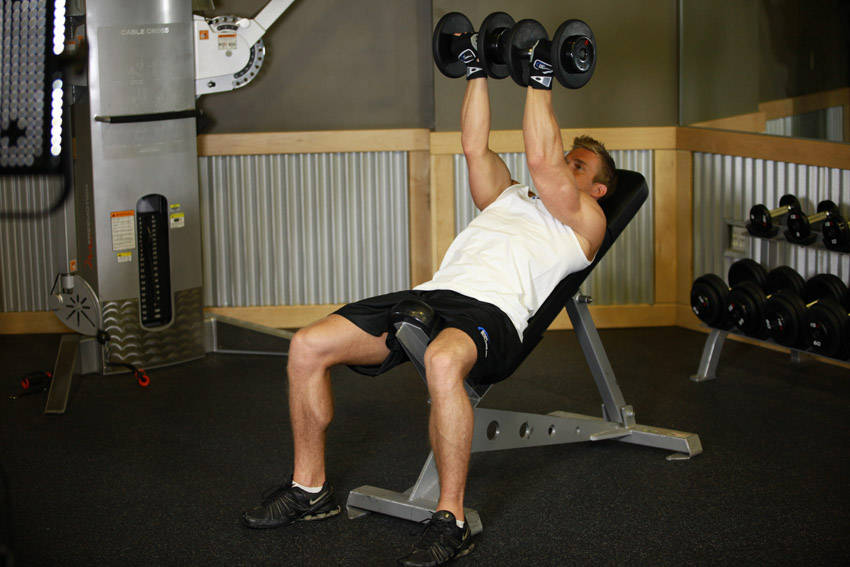 Incline Dumbbell Flyes - With A Twist, end position