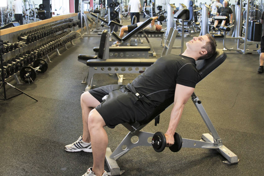 Incline Hammer Curls, start position