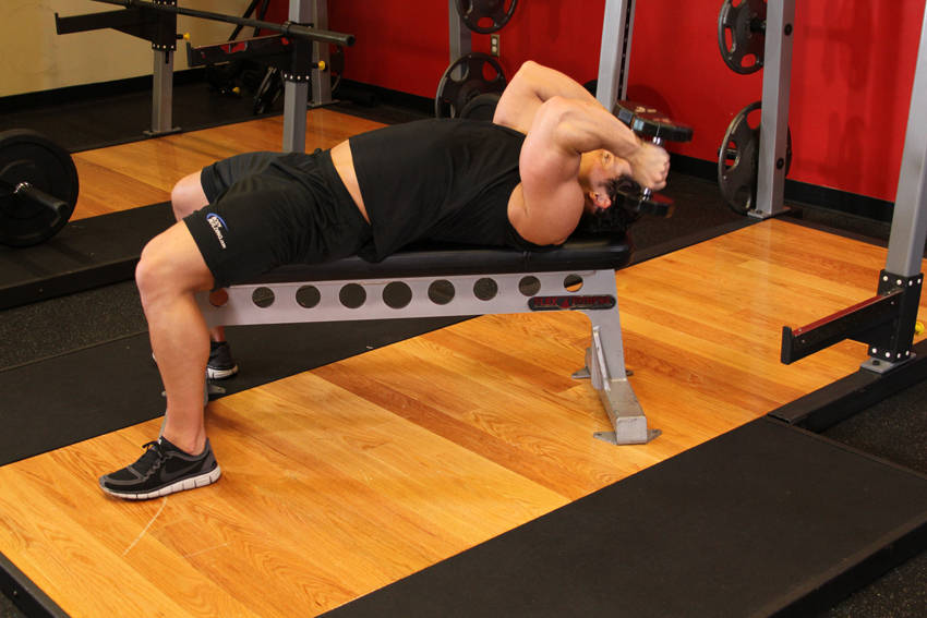 Lying Dumbbell Tricep Extension, start position