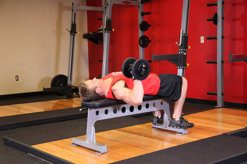 One Arm Dumbbell Bench Press, start position