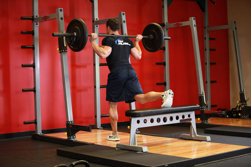 One Leg Barbell Squat, start position