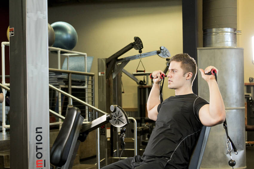 Seated Cable Shoulder Press, start position