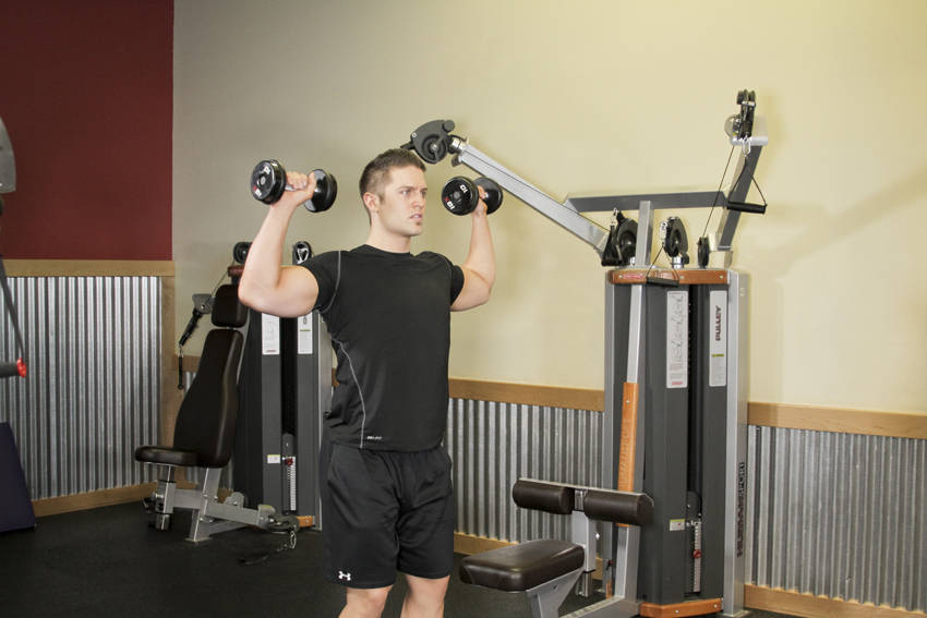 Standing Dumbbell Press, start position