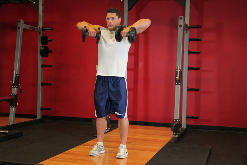 Standing Dumbbell Upright Row, start position