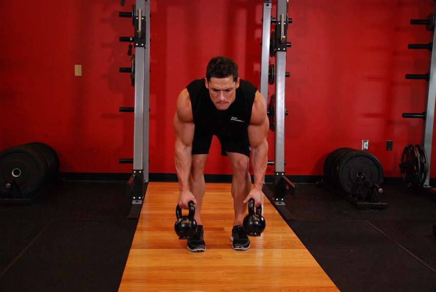 Two-Arm Kettlebell Row, start position
