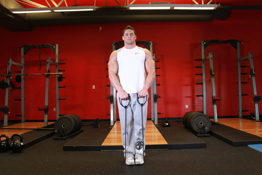 Upright Row - With Bands, start position