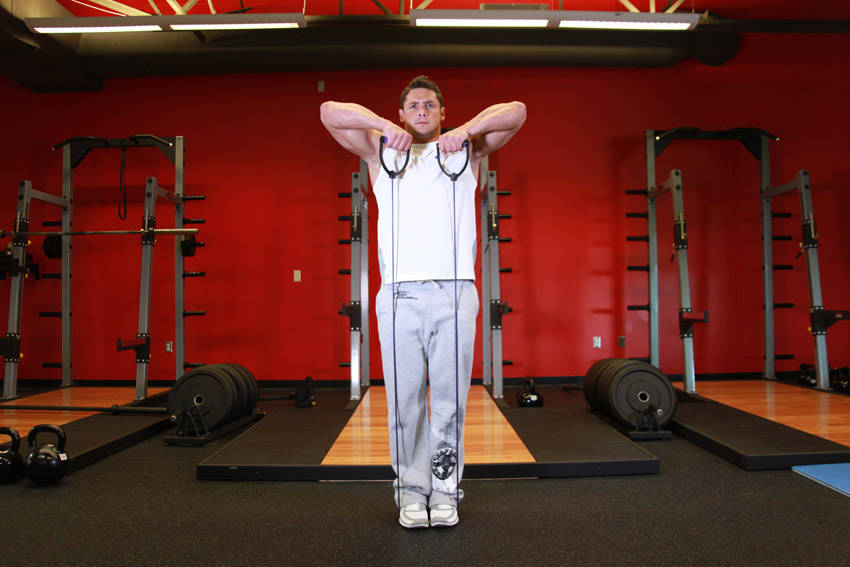 Upright Row - With Bands, end position