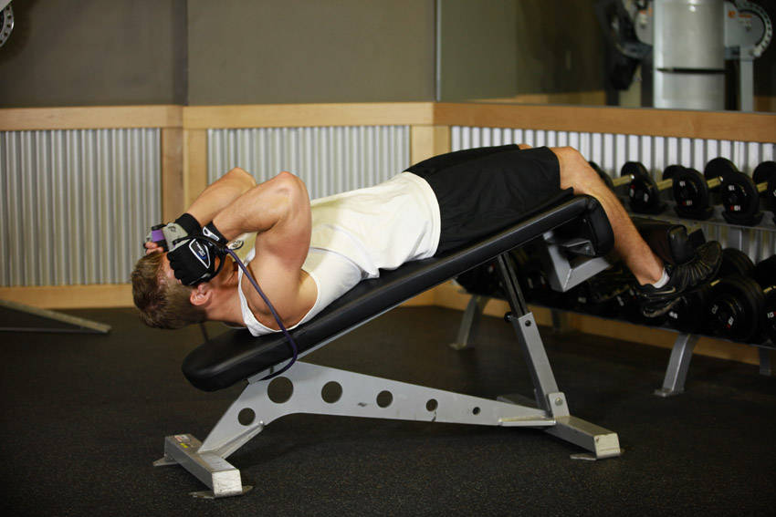 Weighted Sit-Ups - With Bands, start position