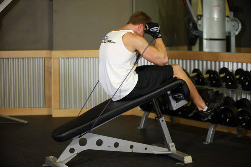 Weighted Sit-Ups - With Bands, end position